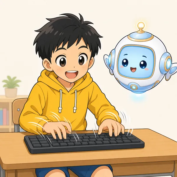 4コマ「タイピング練習」の4コマ目