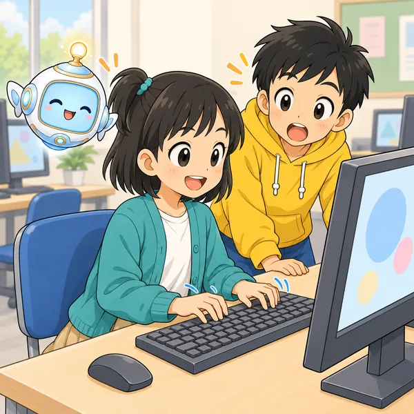 となりのミオが、手元を見ずにすらすら打っている