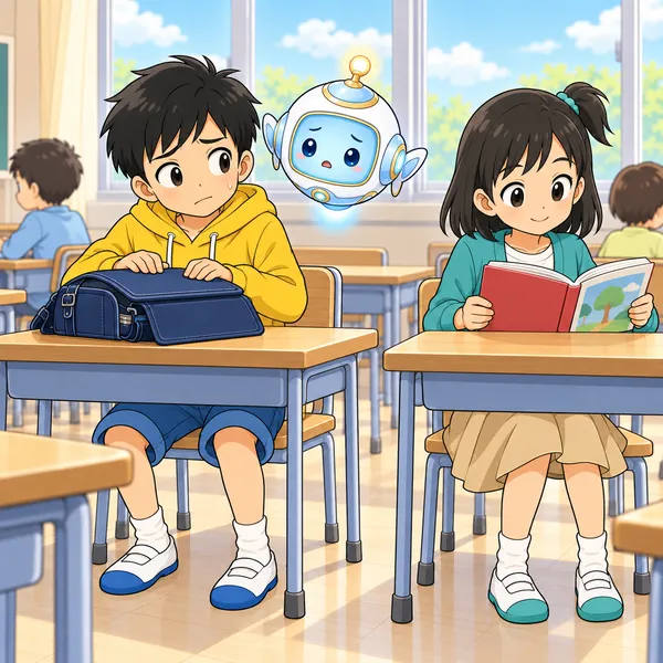 ハルがミオのほうをちらっと見ている。