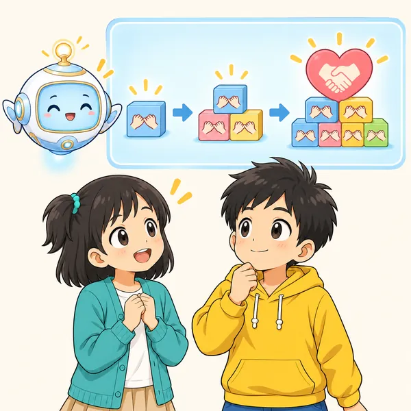 アイが、小さな約束が何度も積み重なって信用になる様子を図で見せている