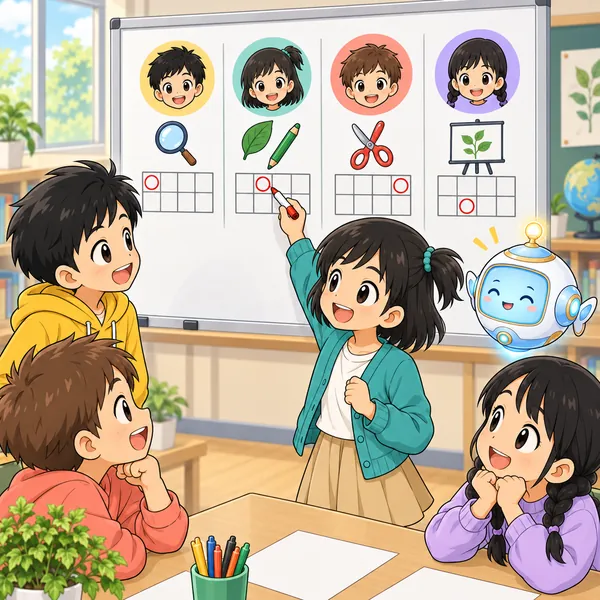 ミオが、役割の横に日づけを書きこんでいる