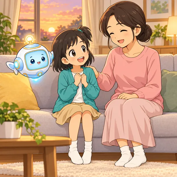 ミオが家の人と話して、クラブをやめると決めて、ほっとしている。