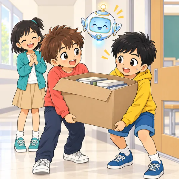 後日。ハルが困っているとき、前に助けた子が真っ先に手を貸している