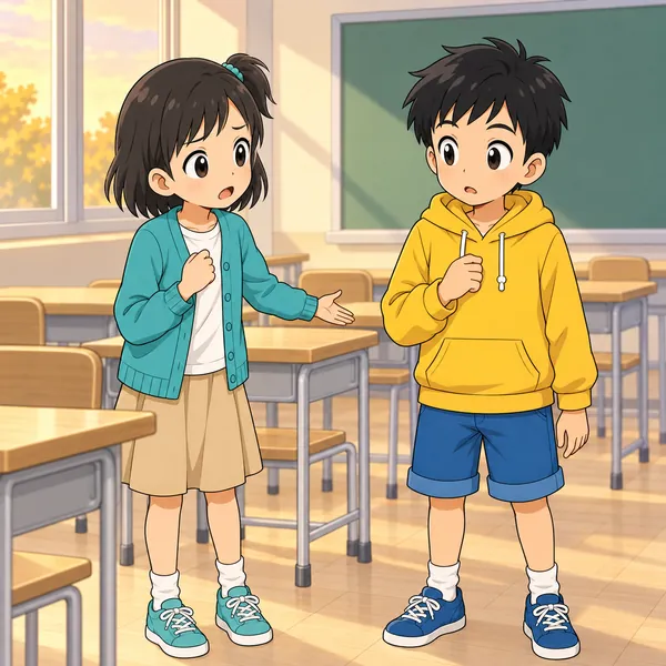 放課後。ミオが、あの子は笑っていなかったと伝えている