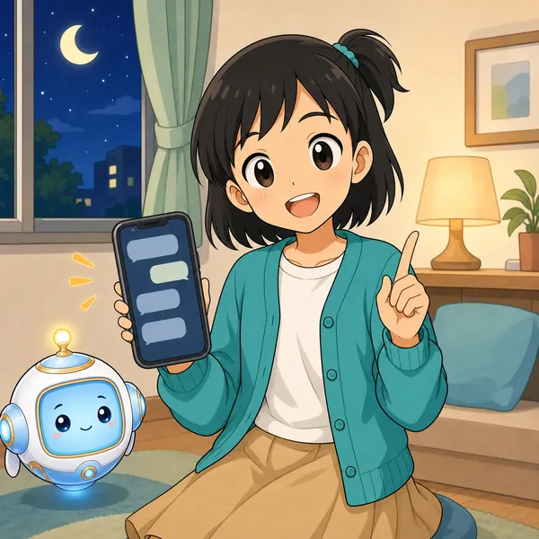 4コマ「夜のメッセージは ひかえよう」の3コマ目
