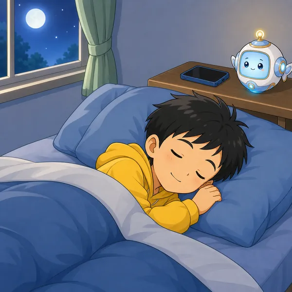 4コマ「夜のメッセージは ひかえよう」の4コマ目