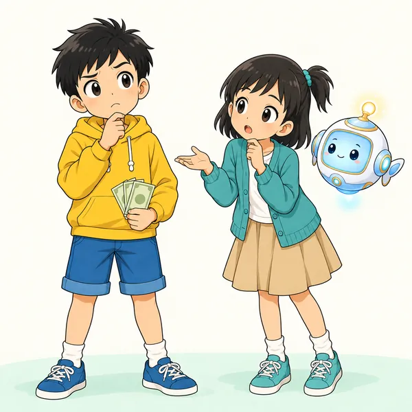ミオが、お金で買えないものはあるかとたずねている