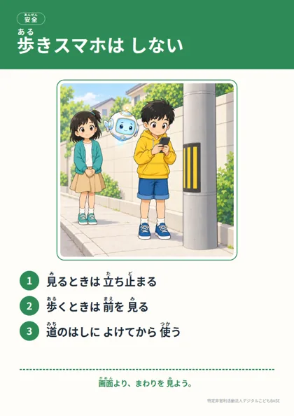 ポスター：歩きスマホは しない