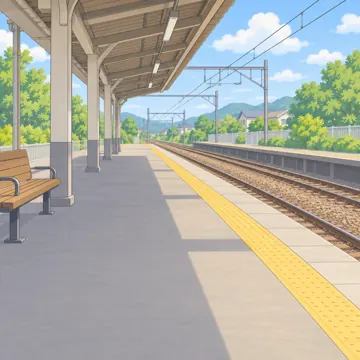 背景・学校・家・まちの背景(追加) 背景 駅のホーム(電車が来る前)