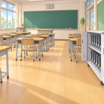 背景・学校・家・まちの背景(追加) 背景 タブレット充電保管庫のある教室