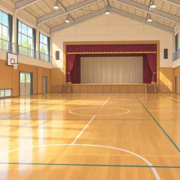 背景・学校・家・まちの背景(追加) 背景 学校の体育館(ステージ付き)
