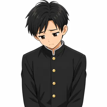 中学生(男女)・男の子 中学生 男の子 上半身、落ちこんでうつむいている