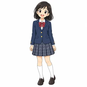 中学生(男女)・女の子 中学生 女の子 全身、明るい笑顔で立っている
