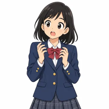 中学生(男女)・女の子 中学生 女の子 上半身、びっくりした顔