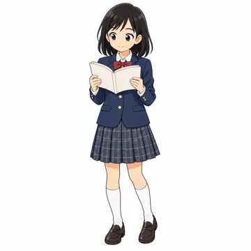 中学生(男女)・女の子 中学生 女の子 全身、本を読んでいる