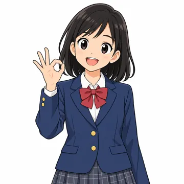 中学生(男女)・女の子 中学生 女の子 上半身、指でOKサインをしている