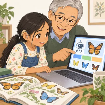 デジタル・AIの場面 デジタル・AIの場面 AI:大人と一緒にAIで調べる