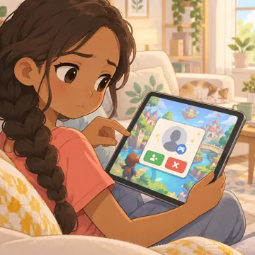 デジタル・AIの場面 デジタル・AIの場面 ゲーム:知らない人からのフレンド申請に迷う