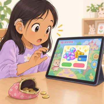 デジタル・AIの場面 デジタル・AIの場面 ゲーム:「無料」のゲームの課金に気づく