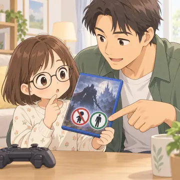 デジタル・AIの場面 デジタル・AIの場面 ゲーム:年齢制限のあるゲームに気づく