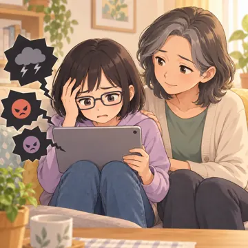 デジタル・AIの場面 デジタル・AIの場面 SNS:悪口の書きこみを見て困る