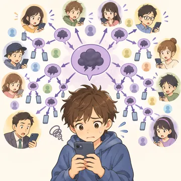 デジタル・AIの場面 デジタル・AIの場面 SNS:うわさがどんどん拡散される
