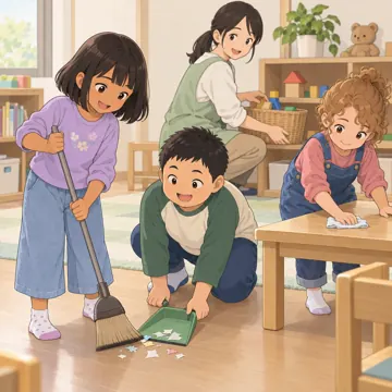 学童・放課後・地域の場面 学童・放課後・子ども会の場面 学童のそうじの時間