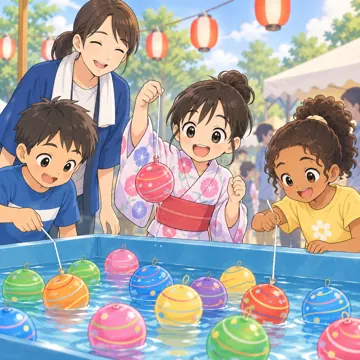学童・放課後・地域の場面 学童・放課後・子ども会の場面 子ども会の夏祭り(ヨーヨーつり)