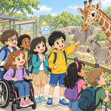 学校行事 学校行事 遠足:動物園で動物を見ている