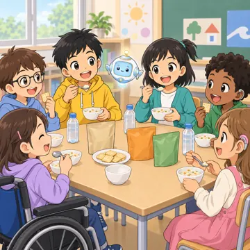 学校行事 学校行事 避難訓練:非常食を試食している