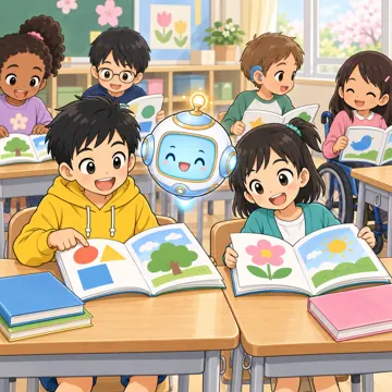 学校行事 学校行事 入学式:新しい教科書を開いている