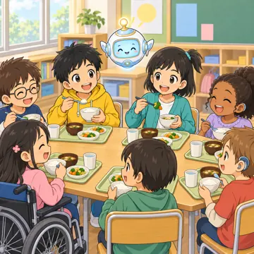 学校行事 学校行事 入学式:初めての給食を食べる