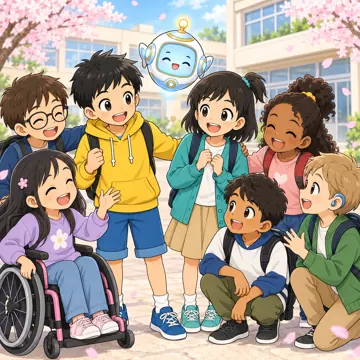 学校行事 学校行事 入学式:初めての友だちができて笑っている