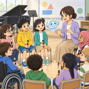 学校行事 学校行事 音楽会:練習で先生の話を聞いている