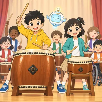 学校行事 学校行事 音楽会:太鼓の演奏をしている