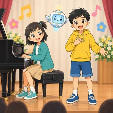 学校行事 学校行事 音楽会:ピアノ伴奏をしている