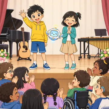 学校行事 学校行事 音楽会:演奏が終わって拍手をもらう