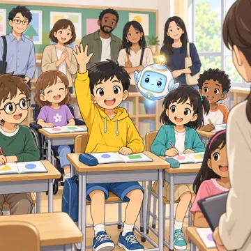 学校行事 学校行事 授業参観:手を挙げて答えている