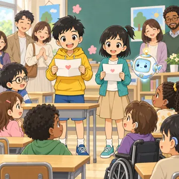 学校行事 学校行事 授業参観:お手紙を読み上げている