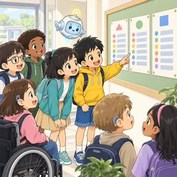 学校行事 学校行事 始業式:クラス替えの発表を見ている
