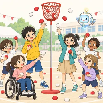 学校行事 学校行事 運動会:玉入れをしている