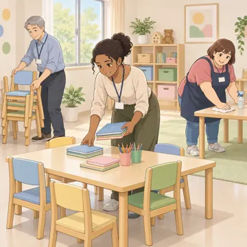 こどもの居場所・地域の活動 こどもの居場所・地域の活動 学習:スタッフが部屋の準備をする