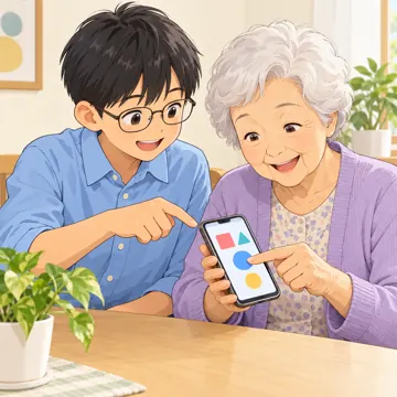 こどもの居場所・地域の活動 こどもの居場所・地域の活動 世代:お年寄りにスマホの使い方を教える