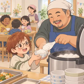 こどもの居場所・地域の活動 こどもの居場所・地域の活動 食:ごはんのおかわりをもらう子