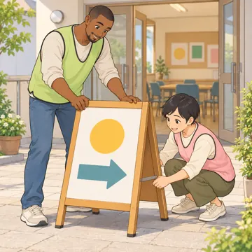 こどもの居場所・地域の活動 こどもの居場所・地域の活動 ボランティア:案内看板を立てる