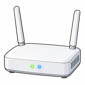 IT・ネットの小物 Wi-Fiルーター(アンテナ2本、小さなランプが光る白い箱)