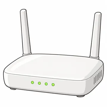 IT・ネットの小物 Wi-Fiルーター(アンテナ2本、小さなランプが光る白い箱)