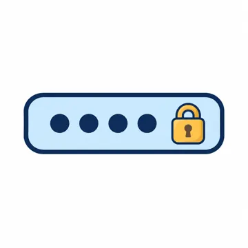 IT・ネットの小物 ●●●●と伏せ字が並んだパスワード入力欄と、小さな鍵マーク(文字は描かない、●だけ)