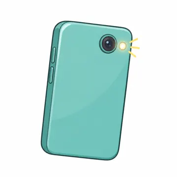 IT・ネットの小物 写真を撮っているスマホ(カメラのシャッターの光)