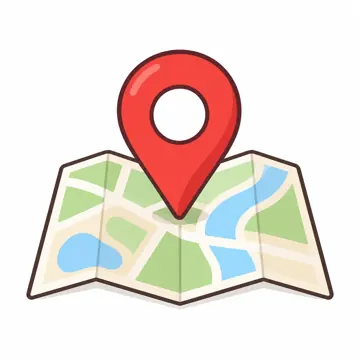 IT・ネットの小物 地図の上に立つ赤い位置情報ピン